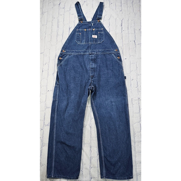 Round House MENS SIZE 42X30 Denim Overalls Blue VINTAGE 90s Made USA